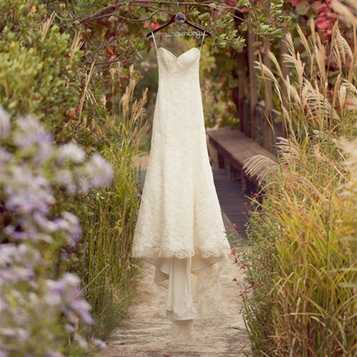 Ivory Lace Sweetheart Boho Wedding Dresses With Detachable Straps-alinanova