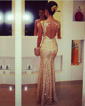 Load image into Gallery viewer, Champagne Sequin Mermaid Prom Dresses
