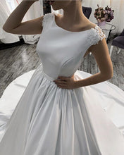 Load image into Gallery viewer, Lace Back Wedding Dress Scoop Neck Satin Ball Gown
