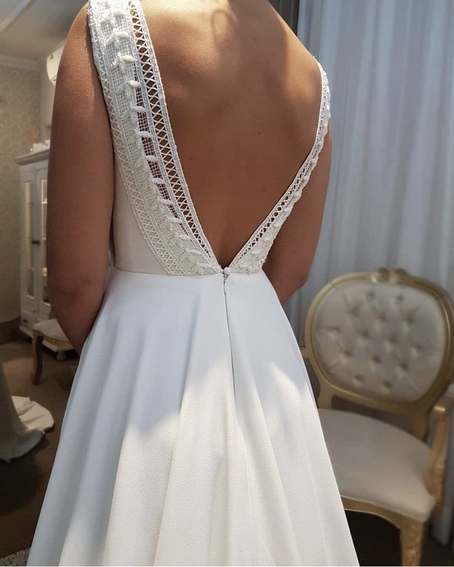 boho wedding dress with pockets Bailey Lace Wedding Dress with Pockets - Standard Size 6