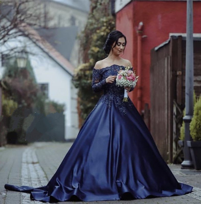 Lace Beaded Long Sleeves Ball Gowns Off Shoulder Wedding Dresses Lace Beaded Long Sleeves Ball Gowns Off Shoulder Wedding Dresses