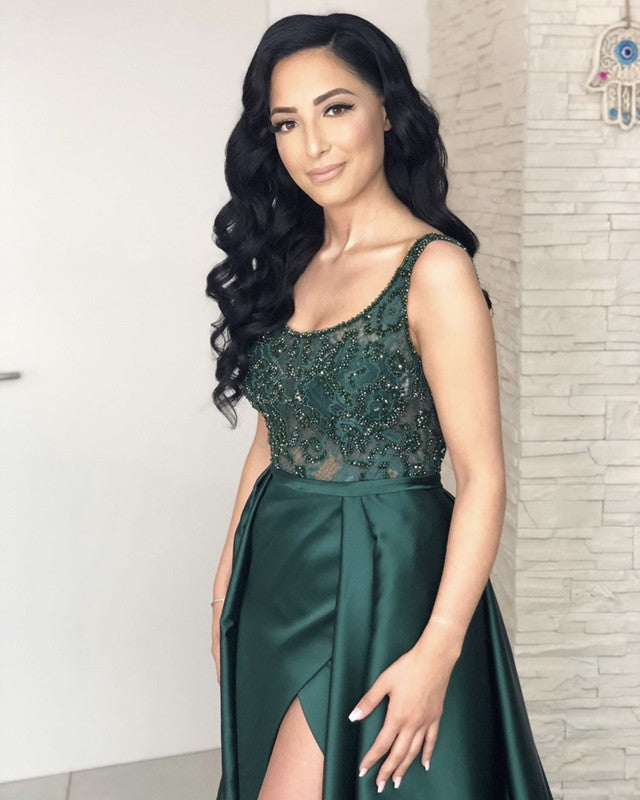 green emerald velvet dress DOMINIKA Strapless Sheer Bodice Fitted Mermaid Prom & Formal Dress main image 1