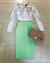 Load image into Gallery viewer, Lime Green Homecoming Dresses Lace Crop Top
