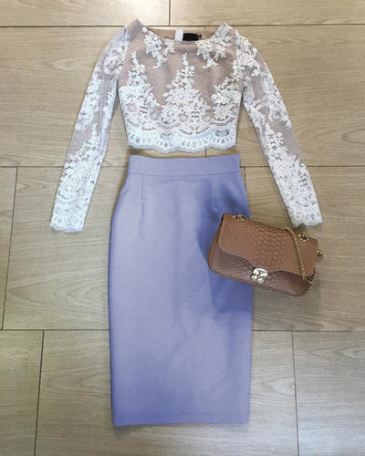 Lavender Homecoming Dresses Lace Crop Top