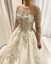 Load image into Gallery viewer, Lace Embroidery Beaded Wedding Dress Long Sleeves Ball Gown
