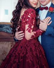 Load image into Gallery viewer, Lace Embroidery Long Sleeves Princess Ball Gowns Wedding Dresses
