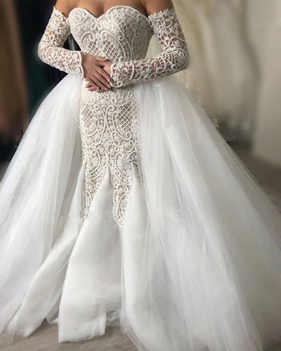 Removable Train Wedding Dress Mermaid