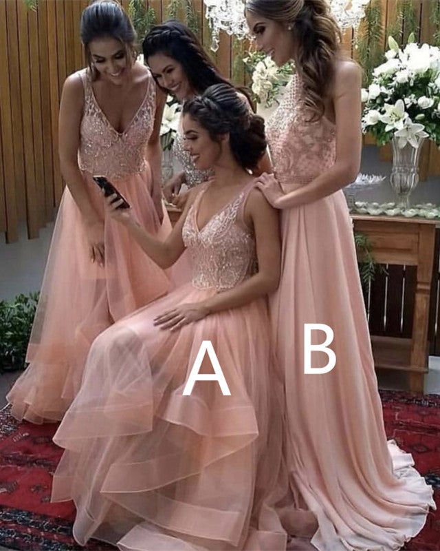 Luxurious Lace Embroidery Bridesmaid Dresses Mismatch – alinanova
