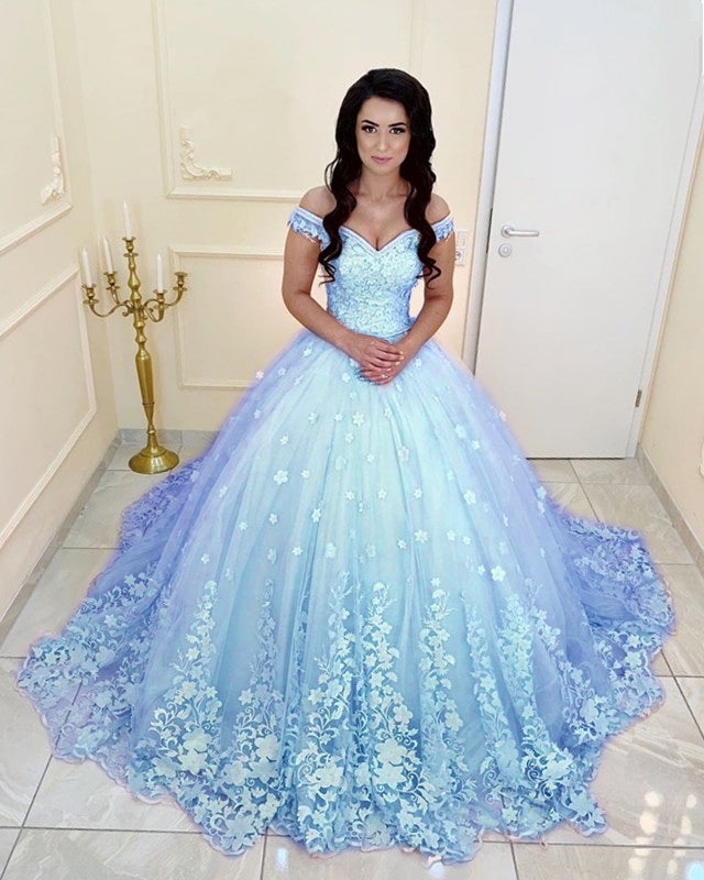 Lace Embroidery Quinceanera Dresses Ball Gown Off The Shoulder-alinanova