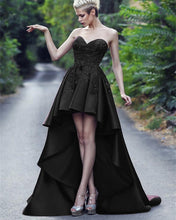 Load image into Gallery viewer, Black Prom Dress Front Short Long Back

