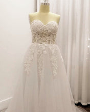 Load image into Gallery viewer, Lace Embroidery Sweetheart See Through Corset Tulle Wedding Dress-alinanova
