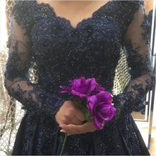 Load image into Gallery viewer, Lace Flower Beaded Long Sleeves Ball Gowns Wedding Dresses
