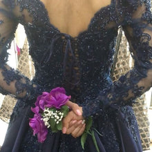 Load image into Gallery viewer, Lace Flower Beaded Long Sleeves Ball Gowns Wedding Dresses

