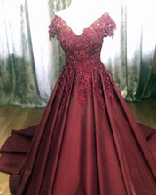 Load image into Gallery viewer, modest cap sleeve prom dresses
