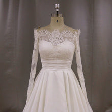 Load image into Gallery viewer, Lace Long Sleeves Taffeta Princess Wedding Dresses Off The Shoulder
