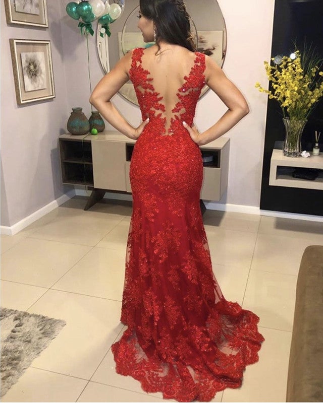 chinese dress ladies Lace Mermaid Dresses Nude Back Court Train