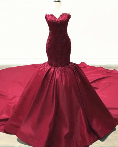 Maroon Mermaid Prom Dresses