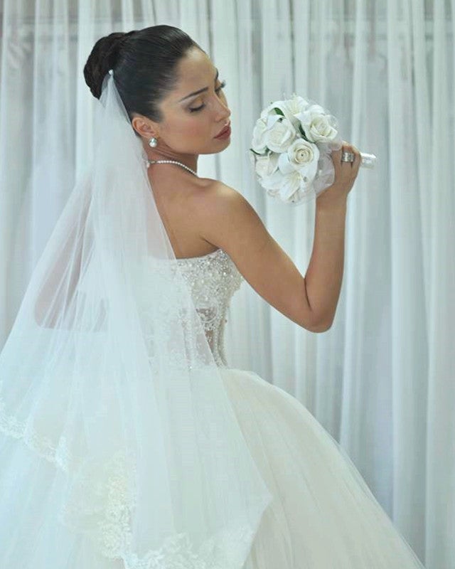 Lace Pearl Beaded Sweetheart Ball Gown Wedding Dresses For Bride Lace Pearl Beaded Sweetheart Ball Gown Wedding Dresses For Bride