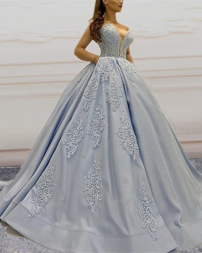 Lace Sweetheart Ball Gown Quinceanera Dresses With Pockets-alinanova