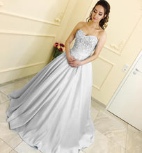 Load image into Gallery viewer, Lace Sweetheart Satin Ball Gowns Floor Length Evening Dresses

