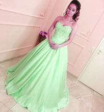Load image into Gallery viewer, Lace Sweetheart Satin Ball Gowns Floor Length Evening Dresses

