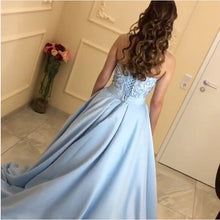 Load image into Gallery viewer, Lace Sweetheart Satin Ball Gowns Floor Length Evening Dresses
