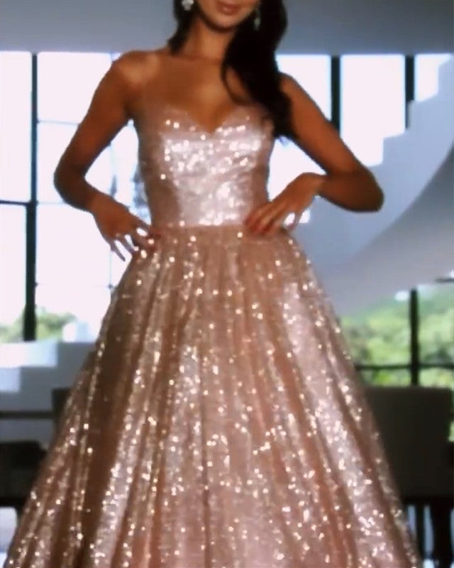 Rose Gold Prom Dresses Glitter