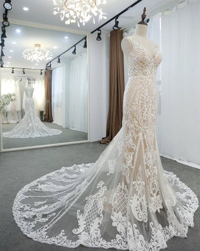 Country Wedding Lace Mermaid Dress
