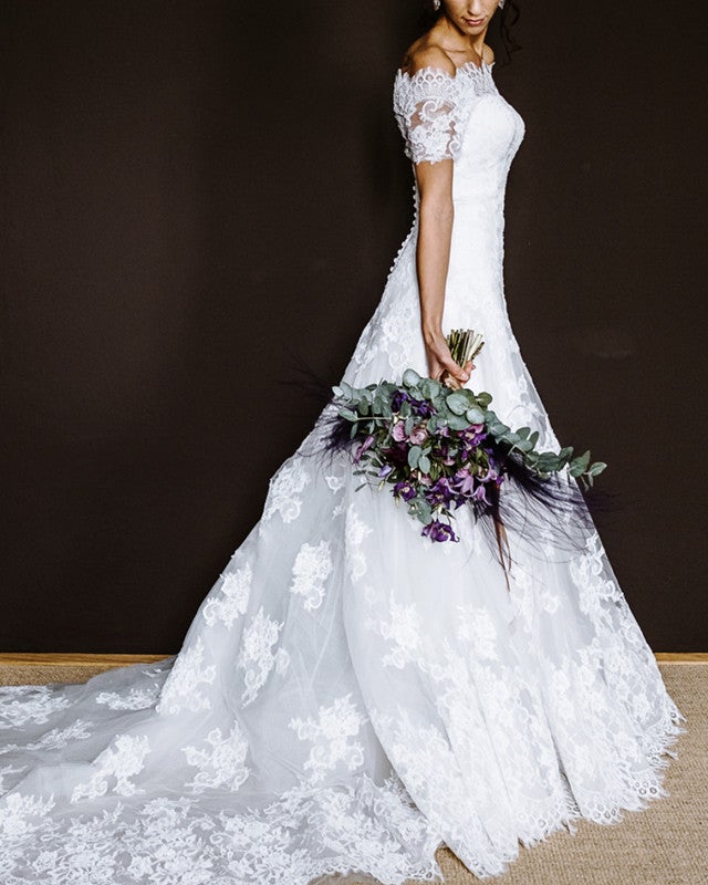 Lace Wedding Dress A Line Off Shoulder