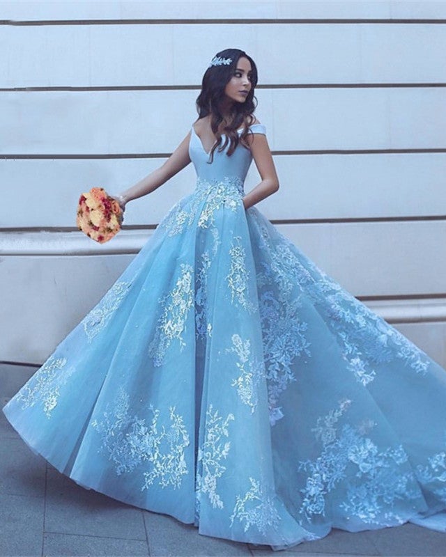 Elegant Tulle Ball Gowns Prom Dresses Lace Off The Shoulder alinanova Elegant Tulle Ball Gowns Prom Dresses Lace Off The Shoulder alinanova