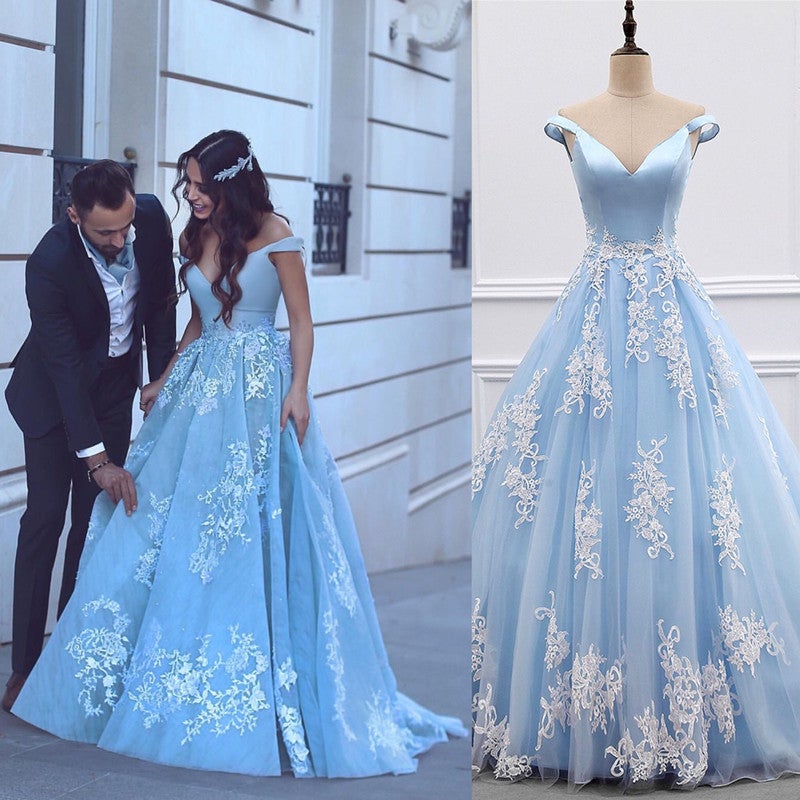 Elegant Tulle Ball Gowns Prom Dresses Lace Off The Shoulder alinanova