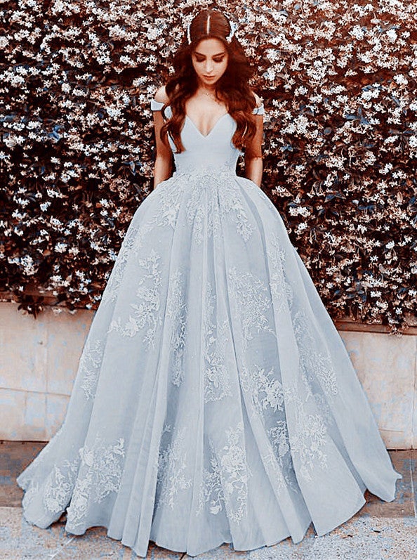 Elegant Tulle Ball Gowns Prom Dresses Lace Off The Shoulder alinanova Elegant Tulle Ball Gowns Prom Dresses Lace Off The Shoulder alinanova