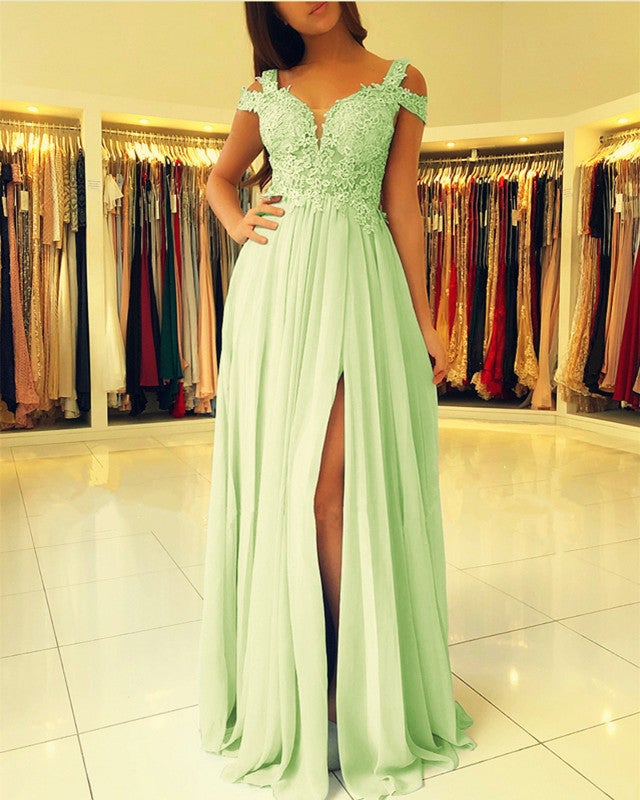 Light Blue Chiffon Prom Dresses Lace Appliques Off The Shoulder Light Blue Chiffon Prom Dresses Lace Appliques Off The Shoulder
