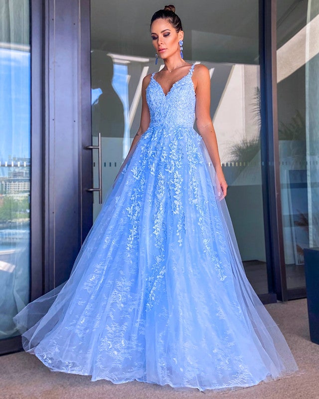 Light Blue Prom Dresses Lace