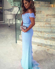 Load image into Gallery viewer, Light Blue Mermaid Bridesmaid Dresses
