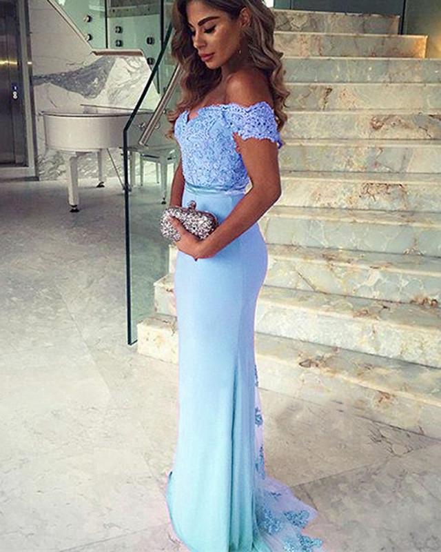 Light Blue Mermaid Bridesmaid Dresses