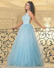 Load image into Gallery viewer, Light Blue Tulle Prom Dresses
