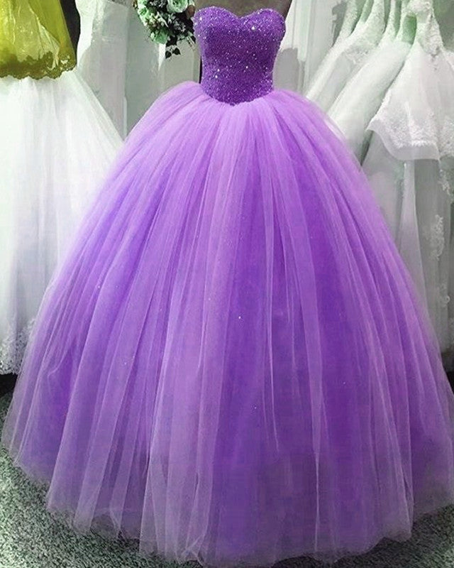 Lilac Tulle Quinceanera Ball Gown