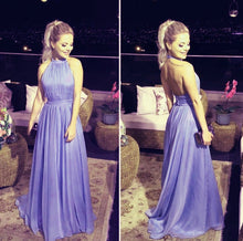 Load image into Gallery viewer, Long Chiffon Open Back Bridesmaid Dresses Halter Top

