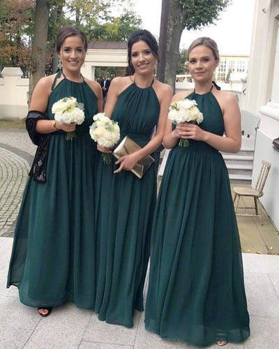 Hunter Green Bridesmaid Dresses Chiffon