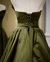 Load image into Gallery viewer, Long Olive Green Strapless Dress
