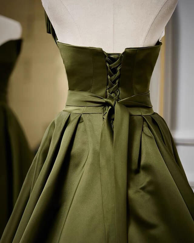 Long Olive Green Strapless Dress Long Olive Green Strapless Dress