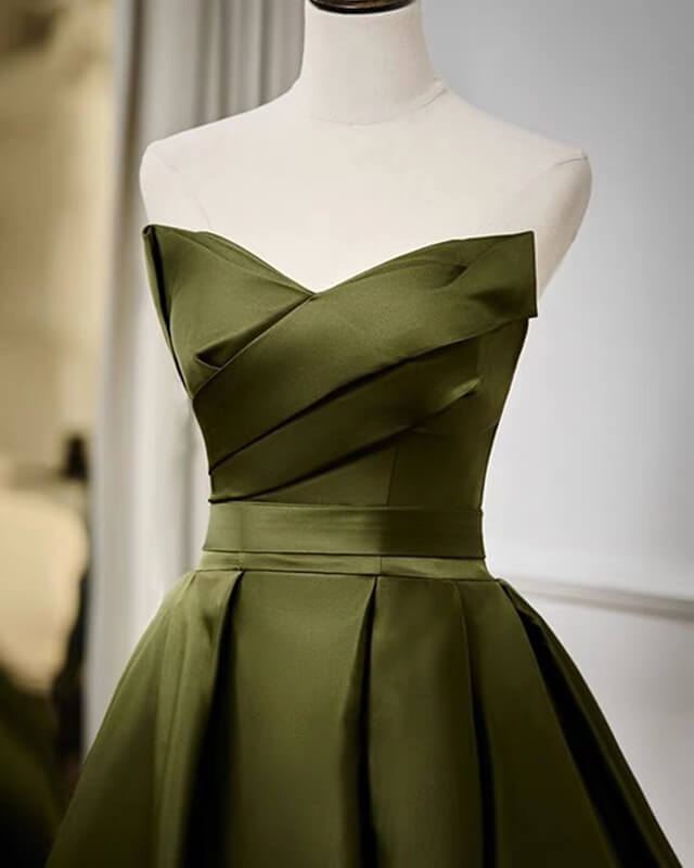 Long Olive Green Strapless Dress Long Olive Green Strapless Dress