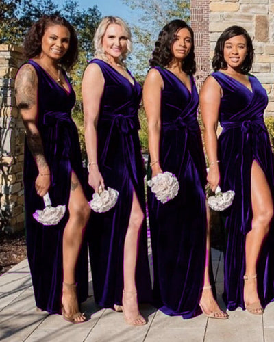 Purple Velvet Bridesmaid Dresses