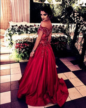 Load image into Gallery viewer, Glamour Lace Beaded Prom Dresses Satin Off The Shoulder
