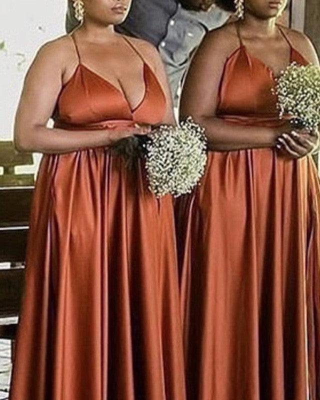 Long Satin Bridesmaid Dresses V Neck Split alinanova Long Satin Bridesmaid Dresses V Neck Split alinanova