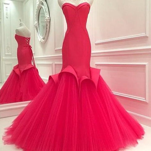 Long Satin Corset Sweetheart Mermaid Dress With Tulle Skirt-alinanova