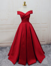 Load image into Gallery viewer, Red Prom Dresses Satin Off Shoulder
