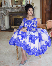 Load image into Gallery viewer, Long Sleeve Tea Length Ball Gown Appliques Dresses
