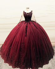 Load image into Gallery viewer, Long Sleeves Ball Gown Appliques Dresses
